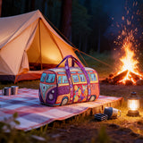 Hippie Van Quilt Duffle Bag  Workout Travel Bag Funny Shopping Work Canvas Bag