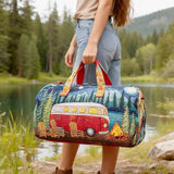 Boho Wildroad Retro Camper Van Quilted Weekender Duffle Bag Mountain Camping Travel Bag