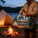 Vintage Camping Caravan Duffel Bag Forest Adventure Overnight Bag Weekender Outdoor Tote Bag