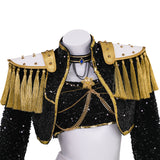 Kpop Demon Hunters Huntrix Mira Black Golden Dance Cosplay Costume Halloween Outfit Becostume