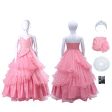 Kids Wicked Witch Glinda Cosplay Costume Pink Dress Good Witch Outfit Becostume