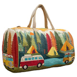 Boho Wildroad Retro Camper Van Quilted Weekender Duffle Bag Mountain Camping Travel Bag