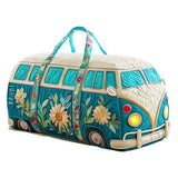 Hippie Van Quilted Round Duffle Bag Basics Gym Bag Foldable Funny Shopping Work Canvas Bag