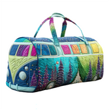 Hippie Van Quilted Duffle Bag Large Capacity Canvas Travel Bag Overnight Bag