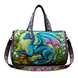 Bookish Dragon Quilted Duffle Bag Vintage Goth Travel Tote Bag Becostume