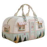 Cozy Camper Quilted Duffle Bag Boho Vintage Print Canvas Travel Tote Foldable Carry-On Bag