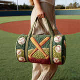 Wildroad Retro Sports Quilted Duffle Bag Vintage Baseball Basketball Tennis Patchwork Travel Gym Bag