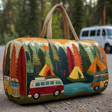 Boho Wildroad Retro Camper Van Quilted Weekender Duffle Bag Mountain Camping Travel Bag
