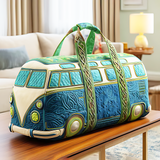 Autumn Hippie Van Quilted Duffle Bag Foldable Duffle Bag Large Canvas Sport Gym Travel Bag
