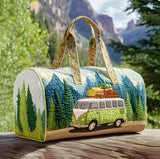 Evergreen Forest Ride Quilted Duffle Bag Foldable Duffel Motorcycle Travel Sports Gym Bag