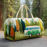 Cozy Forest Camper Quilted Duffle Bag Large Sports Travel Bag Print Basics Garment Duffle Bag