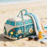 Hippie Van Quilted Round Duffle Bag Basics Gym Bag Foldable Funny Shopping Work Canvas Bag
