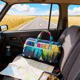 Hippie Van Quilted Duffle Bag Large Capacity Canvas Travel Bag Overnight Bag