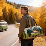 Evergreen Forest Ride Quilted Duffle Bag Foldable Duffel Motorcycle Travel Sports Gym Bag