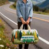 Cozy Forest Camper Quilted Duffle Bag Large Sports Travel Bag Print Basics Garment Duffle Bag