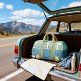 Autumn Hippie Van Quilted Duffle Bag Foldable Duffle Bag Large Canvas Sport Gym Travel Bag