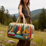Boho Wildroad Retro Camper Van Quilted Weekender Duffle Bag Mountain Camping Travel Bag