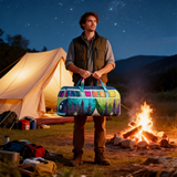 Hippie Van Quilted Duffle Bag Large Capacity Canvas Travel Bag Overnight Bag