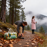 Cozy Forest Camper Quilted Duffle Bag Large Sports Travel Bag Print Basics Garment Duffle Bag