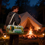 Cozy Forest Camper Quilted Duffle Bag Large Sports Travel Bag Print Basics Garment Duffle Bag