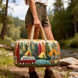 Boho Wildroad Retro Camper Van Quilted Weekender Duffle Bag Mountain Camping Travel Bag