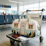 Cozy Camper Quilted Duffle Bag Boho Vintage Print Canvas Travel Tote Foldable Carry-On Bag