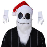 BEcostume Jack Skellington Mask Santa Hat Christmas Santa Beard with Gloves