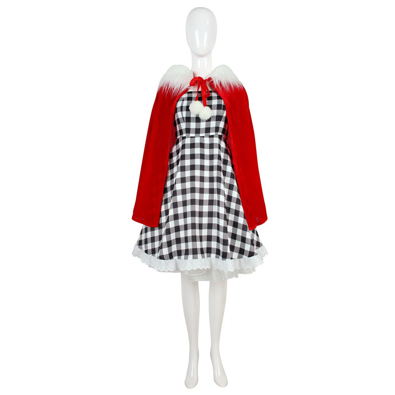 Kids Cindy Lou Who Costume Girls Christmas Whoville Dress with Cloak B – Becostume