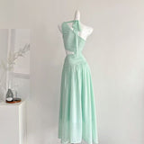 Fairy Sexy One Shoulder French Tea Cutout Waist Elegant Midi Dress BEcostume