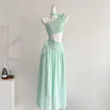 Fairy Sexy One Shoulder French Tea Cutout Waist Elegant Midi Dress BEcostume