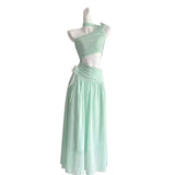 Fairy Sexy One Shoulder French Tea Cutout Waist Elegant Midi Dress BEcostume