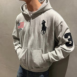 Men's American Streetwear Grey Long Sleeve Pullover BEcostume