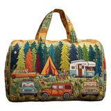 Hippy Van Quilted Duffle Bag Bus Print Airport Duffle Tote Large Canvas Camping Travel Bag