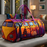 Hippie Van Quilt Duffle Bag  Workout Travel Bag Funny Shopping Work Canvas Bag