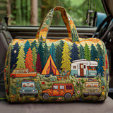 Hippy Van Quilted Duffle Bag Bus Print Airport Duffle Tote Large Canvas Camping Travel Bag