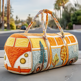 Autumn Hippie Van Quilted Duffle Bag Foldable Duffle Bag Large Canvas Sport Gym Travel Bag