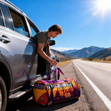 Hippie Van Quilt Duffle Bag  Workout Travel Bag Funny Shopping Work Canvas Bag