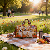 Hippie Van Cute Puppy Design Quilted Duffle Bag Overnight Travel Bag Becostume