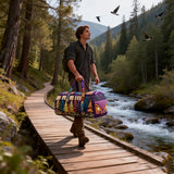 Hippie Van Quilt Duffle Bag Outdoor Fishing Travel Bag Sports Gym Weekend Bag Carry on Bag