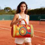 Wildroad Retro Sports Quilted Duffle Bag Vintage Baseball Basketball Tennis Patchwork Travel Gym Bag