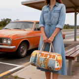 Autumn Hippie Van Quilted Duffle Bag Foldable Duffle Bag Large Canvas Sport Gym Travel Bag
