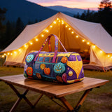 Hippie Van Quilt Duffle Bag Outdoor Fishing Travel Bag Sports Gym Weekend Bag Carry on Bag