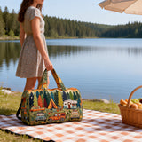 Hippy Van Quilted Duffle Bag Bus Print Airport Duffle Tote Large Canvas Camping Travel Bag