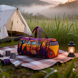 Hippie Van Quilt Duffle Bag  Workout Travel Bag Funny Shopping Work Canvas Bag