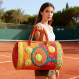 Wildroad Retro Sports Quilted Duffle Bag Vintage Baseball Basketball Tennis Patchwork Travel Gym Bag