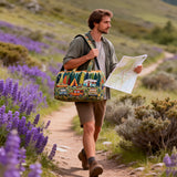 Hippy Van Quilted Duffle Bag Bus Print Airport Duffle Tote Large Canvas Camping Travel Bag