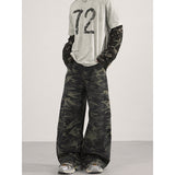 Unisex American Retro Camo Curved Hip Hop Oversized Wide Leg Pants BEcostume