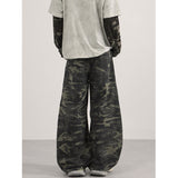 Unisex American Retro Camo Curved Hip Hop Oversized Wide Leg Pants BEcostume