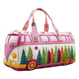 Hippie Van Quilted Round Duffle Bag Basics Gym Bag Foldable Funny Shopping Work Canvas Bag
