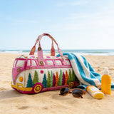 Hippie Van Quilted Round Duffle Bag Basics Gym Bag Foldable Funny Shopping Work Canvas Bag